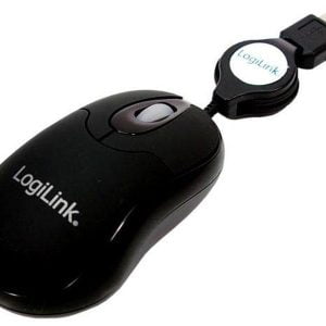 LogiLink Mini USB optical mouse with retractable cable black (ID0016)